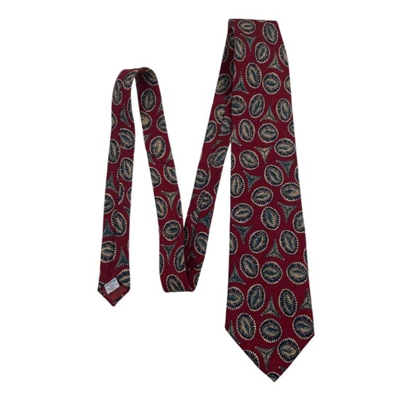 Venanzi Multicolor Geometric Shell Print 100% Silk Mens Tie Necktie - Picture 6 of 6